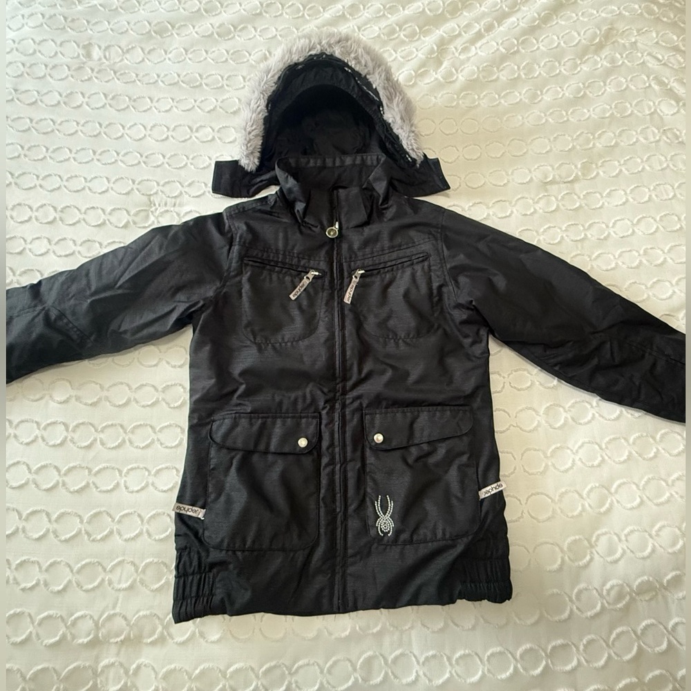 SPYDER Black Kids Winter Jacket/Ski Jacket